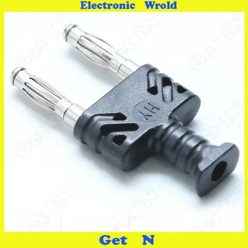 

500pcs 4mm Banana Plug Pure Copper Short Circuit Double Row One Female To Two Male Adapter Spacing 14mm H-2043
