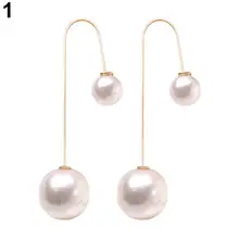 Fashion Women U-Shaped Double Sided Pendientes Mujer Faux Pearl Ball Drop Dangle Earrings for Women Jewelry Fashion Women U-Shaped Double Sided Pendientes Mujer Faux Pearl Ball Drop Dangle Earrings for Women Jewelry