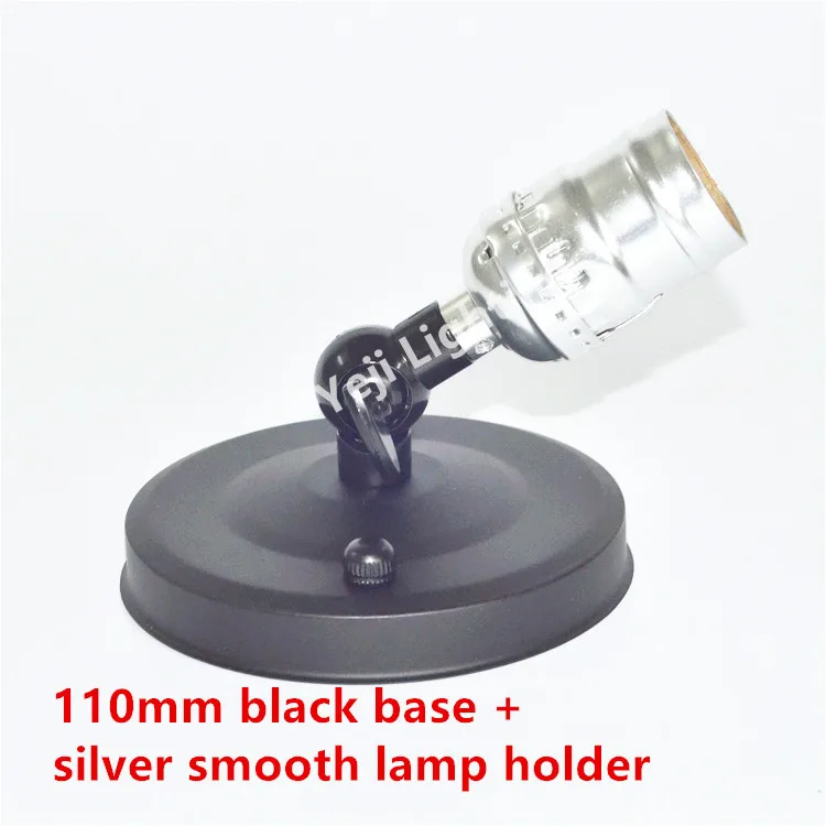 110 мм черный потолочная Роза Винтаж Подвеска из серебра, обтекаемые контуры держатель Гнездо E27 Светодиодная трубка огни для осветительных приборов