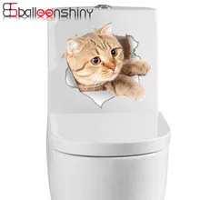 BalleenShiny 21*24cm 3D Cats Pedestal Pan Cover Sticker WC Wall Sticker Toilet Stool Commode Bathroom Decor Home Decor Poster