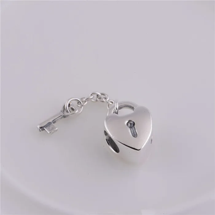 

Original 925 Sterling Silver Large Hole Bead Key Heart Lock Beads In Bulk Compatible With Pandora Style Charm Bracelets