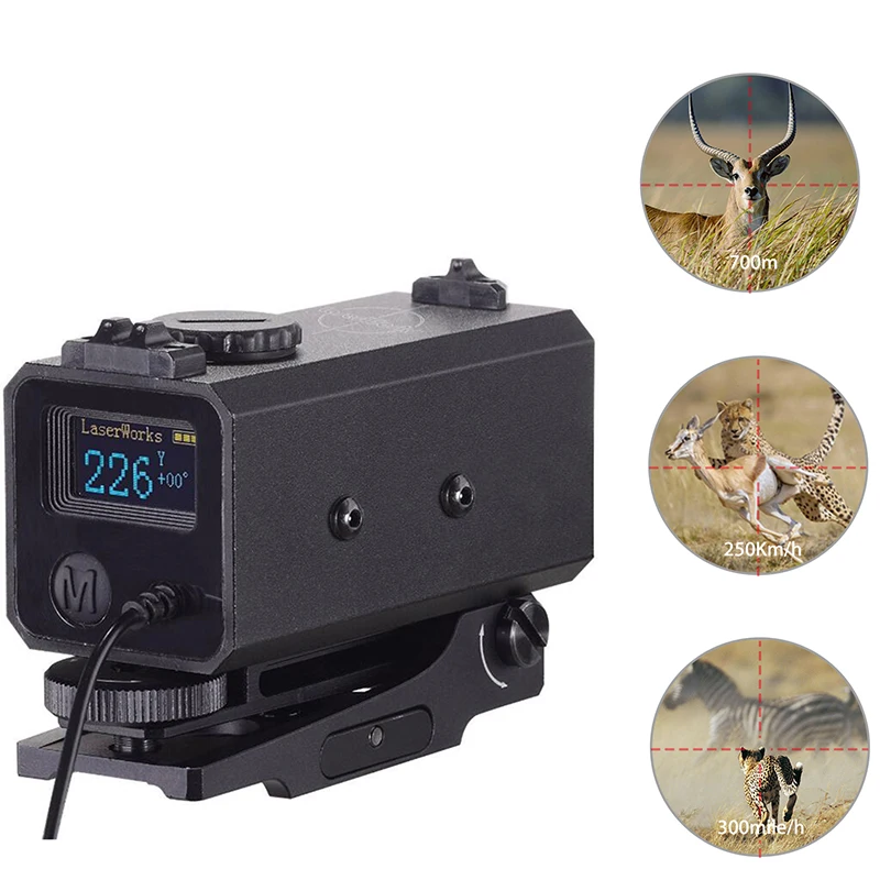 700m Laser Rangefinder Distance Meter Hunting Shooting Bow Gun Tactical Rifle Scope Accessory Archery Universal with Rail Mount 700m mini laser rangefinder for riflescope laser sight rifle scope mate laser scope distance meter for hunting ls002