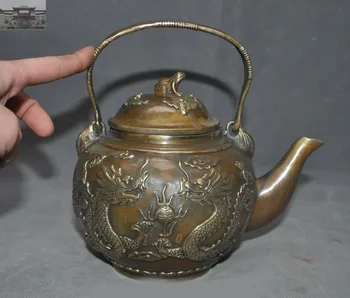

christmas Marked Old China Bronze Toad Bat Dragon Ancient Portable Teapot kettle Water pot New Year