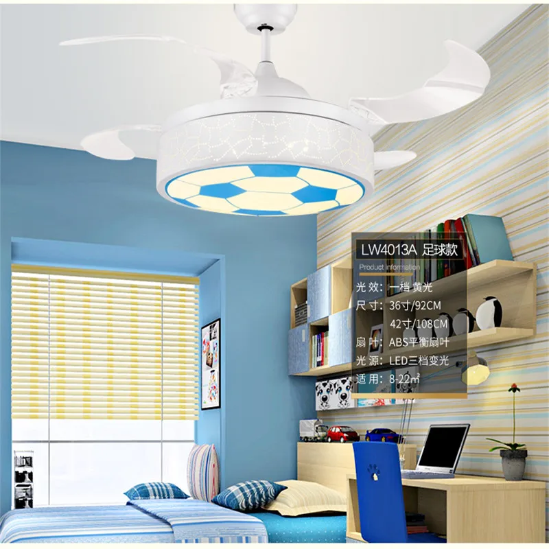 Ceiling Fans Lamp 42 Inch 108cm Led Children Room Boy Football