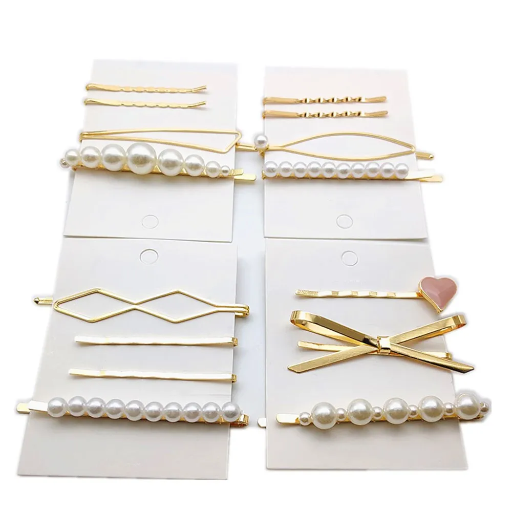 

SOARRISE Hair Accessories 1 Set Geometric Irregular Hair Clip Imitiation Pearl Hairpin Girls Barrettes Gold Color Hairgrip