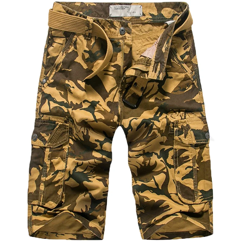 Men Casual Shorts Camouflage Multi pocket Shorts Men Canvas Denim Loose