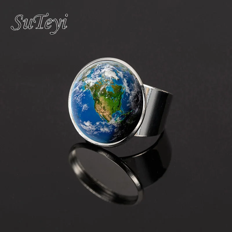 SUTEYI 2020 ретро кольцо с землей художественное изображение карты мира стеклянный