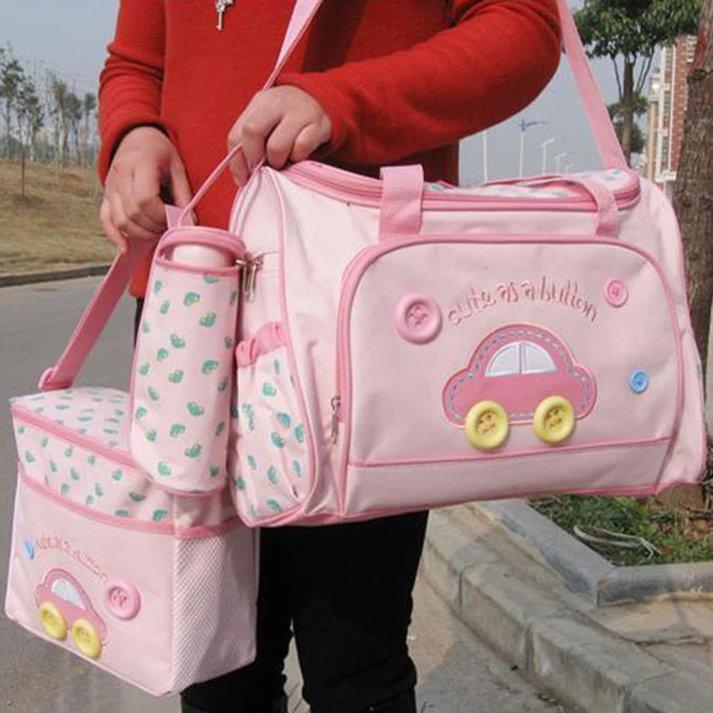 

4Pcs Large Capacity Baby Diaper Bag Set Stroller Mummy Maternity Nappy Bags Waterproof Handbag Set With Changing Pad for Baby