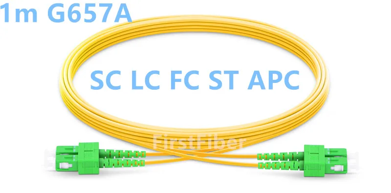 

1m SC LC FC ST APC Fiber Patch Cable 2 cores Duplex , Jumper, Patch Cord G657A 2.0mm PVC OS2 SM Bend Insensitive