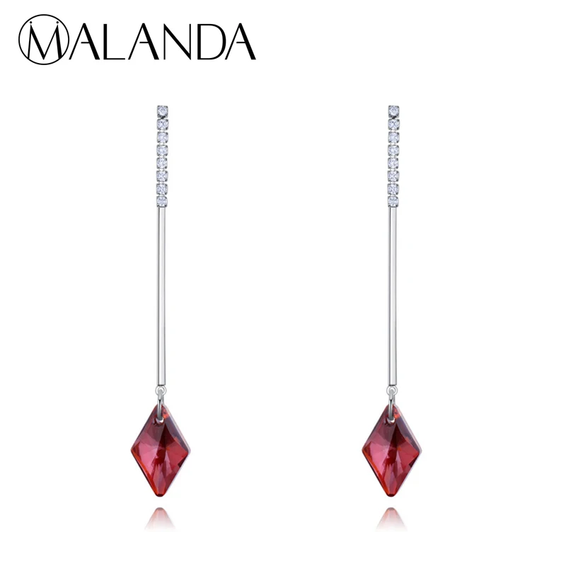 

MALANDA Brand Fashion Crystal From Swarovski Piercing Drop Earrings For Women long Dangle Earrings Wedding Jewelry Girl Gift