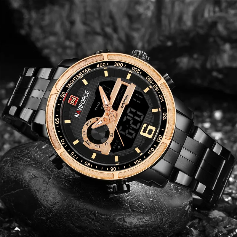 

NAVIFORCE Men Watch Sport Digital Mens Watches Top Brand Luxury Military Army Stainless Steel Analog LED Quartz Watch Male Clock