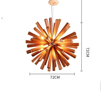 Одуванчик деревянные подвесные светильники, подвесные лампы из цельного дерева, светильники для столовой, ресторана, украшения для помещений, подвесной светильник - Цвет корпуса: 72cm Dark wood