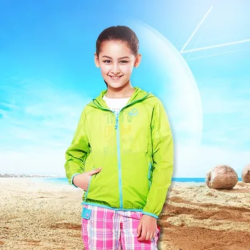 

Children's sun protection clothing girls boys thin section breathable jacket summer light thin big children ice silk sunscreen