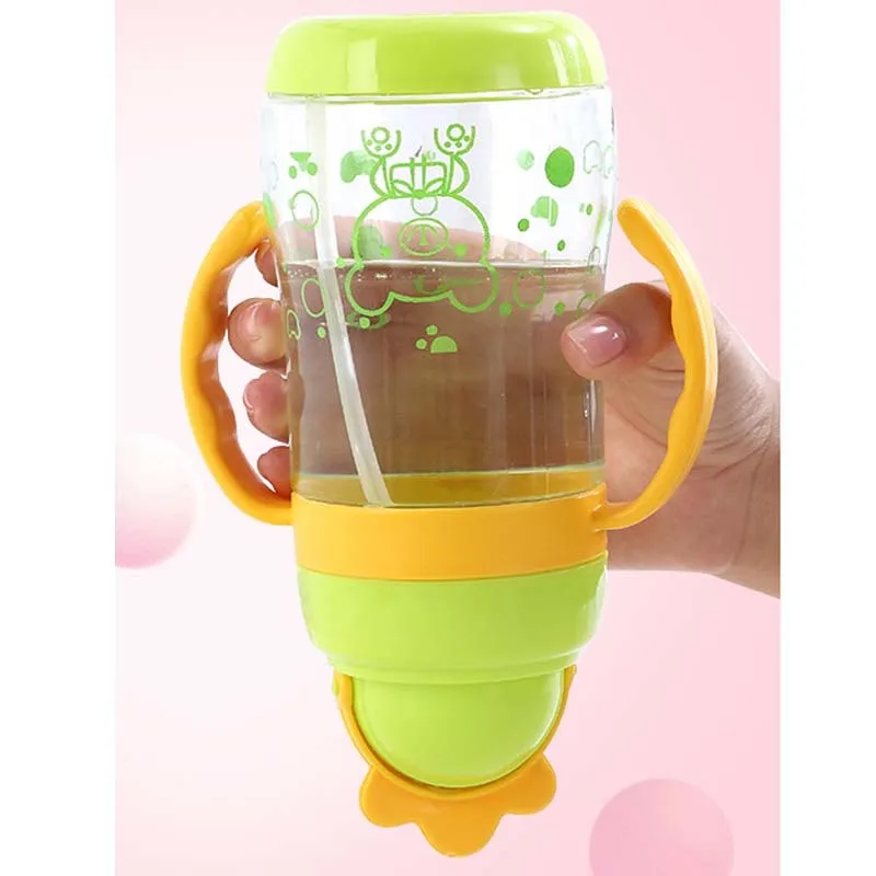 

500ml Cute Baby bottle Infant Newborn Children Learn Feeding Drinking Handle Bottle Kids Automatic Straw Bottles Training Cup