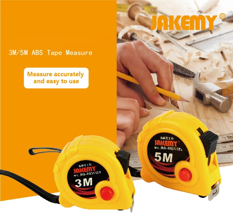 JAKEMY 1pc 3m/5m Measuring Tape Steel Tape Multitool Ruler Steel Measure Tape Metric Woodworking Hand Measure Tools