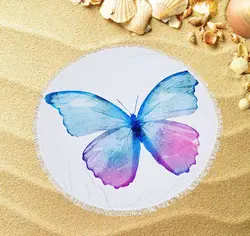 Бабочка цветок Фламинго принтованное из микрофибры круглый пляжные полотенца банные полотенца для взрослых Детский коврик для йоги