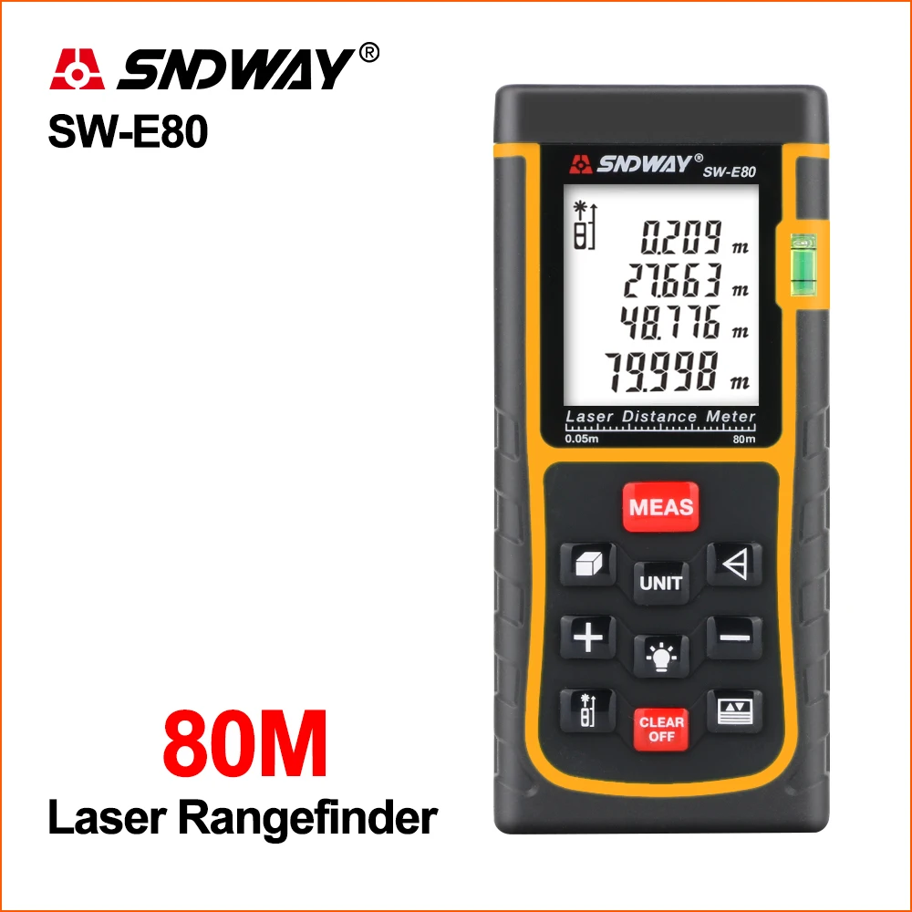 

SNDWAY Laser Rangefinder Distance Meter Digital Hunting Rangefinder Range Finder Mini Ruler Handheld SW-E80 Laser Distance Meter