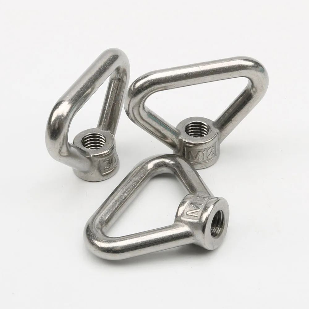 

M12 304 Stainless Steel Triangle Lifting Eye Nut Ring Fastener Ring Shape Eyed Threaded Nuts Marine Silver European Style