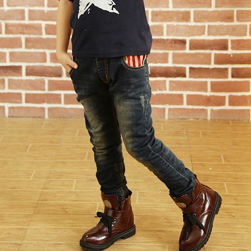  IENENS 5-13Y Boys Slim Straight Jeans Children Denim Long Pants Spring Autumn Kids Baby Boy Casual 