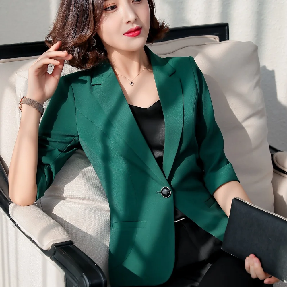 Coat female new style one button fashion five-point sleeve temperament casual small suit female small suit ladies coat