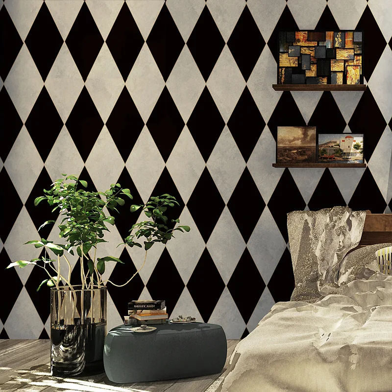 

Modern Simple 3D Embossed Diamond Geometry PVC Wallpaper Living Room TV Sofa Backdrop Wall Paper Imitation Leather 3D Home Decor