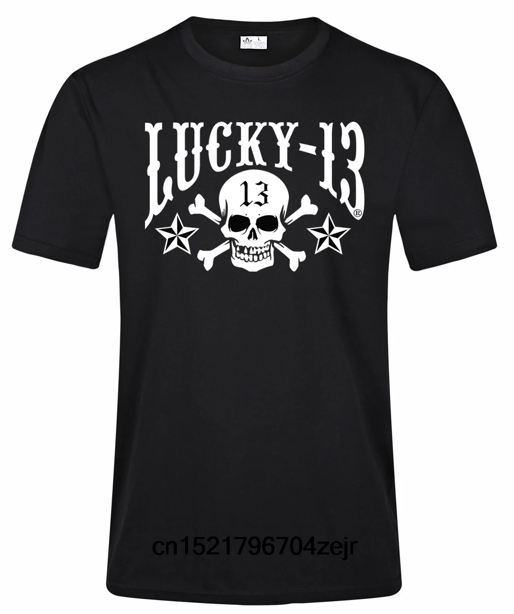 Men t shirt Lucky 13 Skull Stars Design Graphic Printed Fashion Tops t ...