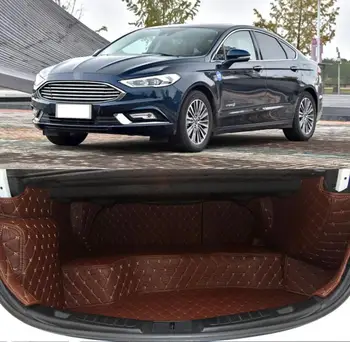 

fiber leather car trunk mat for ford mendeo 2014 2015 2016 2017 2018 2019 hybrid type gas type for ford fusion car accessories