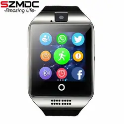 Szmdc Q18 Bluetooth Smart часы с Камера facebook синхронизации SMS MP3 наручные часы Поддержка Sim TF для IOS телефона Android pk GT08 DZ09