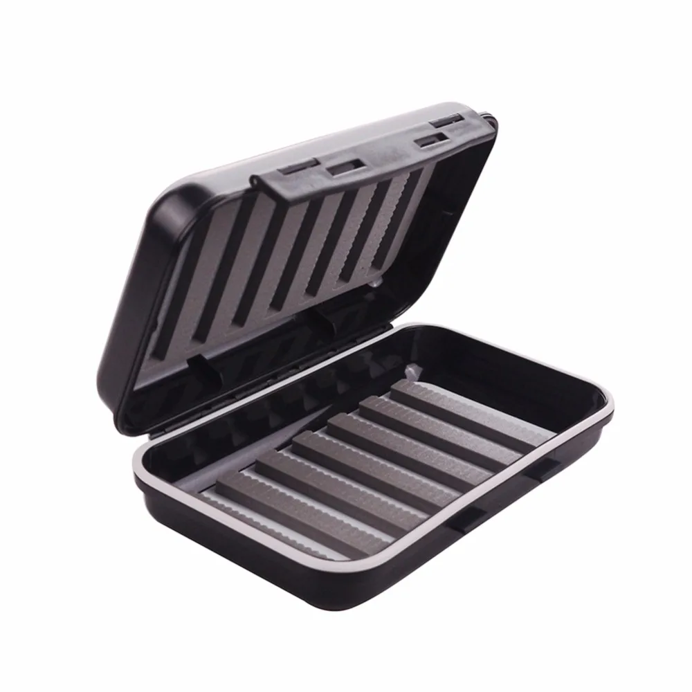 Durable ABS Plastic Foam Black Fly Fishing Tackle Boxes Lure Bait Hook