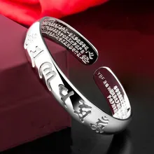 2020 letras sânscrito seis palavras pulseiras para mulheres tibetano prata abertura manguito pulseira amantes om mani padme hum budismo jóias