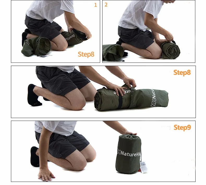 Colchão com Travesseiro Almofada de Dormir Barraca de Acampamento Naturehike Auto Inflável Dormir Esteira Auto-inflar Cama Dobrável Única 16 barraca de acampamento única esteira
