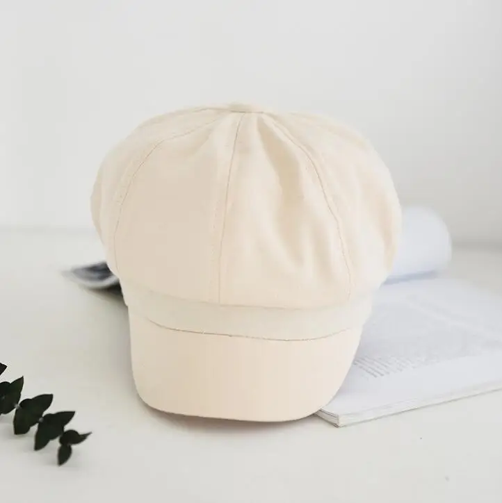 Seioum хлопок обычная кепка газетчика шикарные женские летние уличные повседневные регулируемая крышка шляпы плюща от солнца с козырьками - Цвет: beige