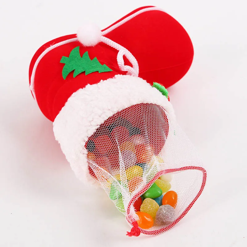 Экономичный Счастливого Рождества Сапожок Санты обувь подвесной, для конфет подарочные сумки украшения рождественской елки ds99