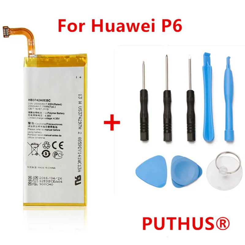 PUTHUS 3 8 V 2000mAh HB3742A0EBC батарея для Huawei Ascend P6 P6-U06 p6-c00/Ascend G6 G620 G621 G620s G630 Bateria | Мобильные
