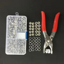 1pc alicate ferramenta + 100 conjuntos de prata 9.5mm metal prong snap botões prendedores prendedores imprensa studs poppers bebê macacão fivela snap + 1 caixa