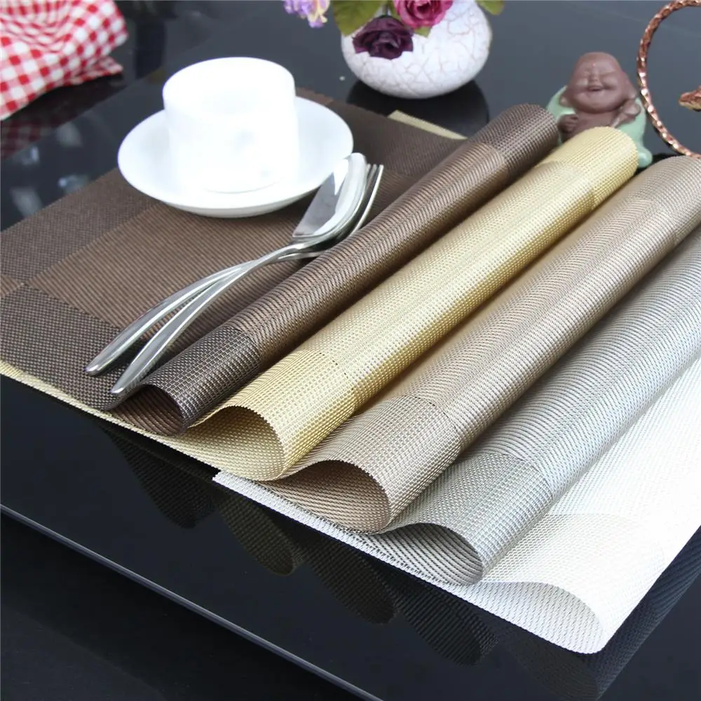 

Quality 4Pcs Crossweave Woven Vinyl Non-Slip Insulation Placemat Washable Table Mats Disc Pads Bowl Coasters Waterproof Pad QXP1