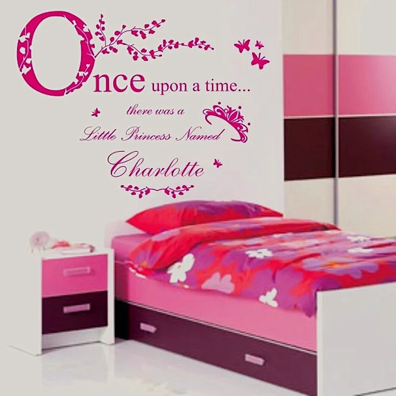 

Personalised Name"Once Upon a Time Princess " Vinyl Wall Stickers Home Decor Girls Wall Decals Girls Rooms-You choose name&color