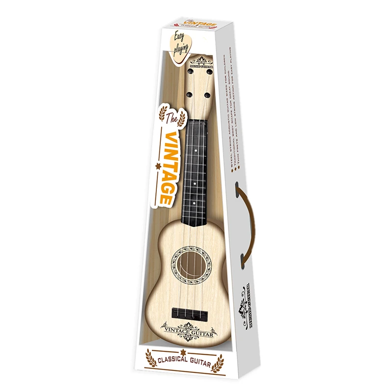 

NFSTRIKE Children Guitar Type Ukulele 4 Strings Learning Early Educational Musical Instruments Toys For Kids - White Wood Grain