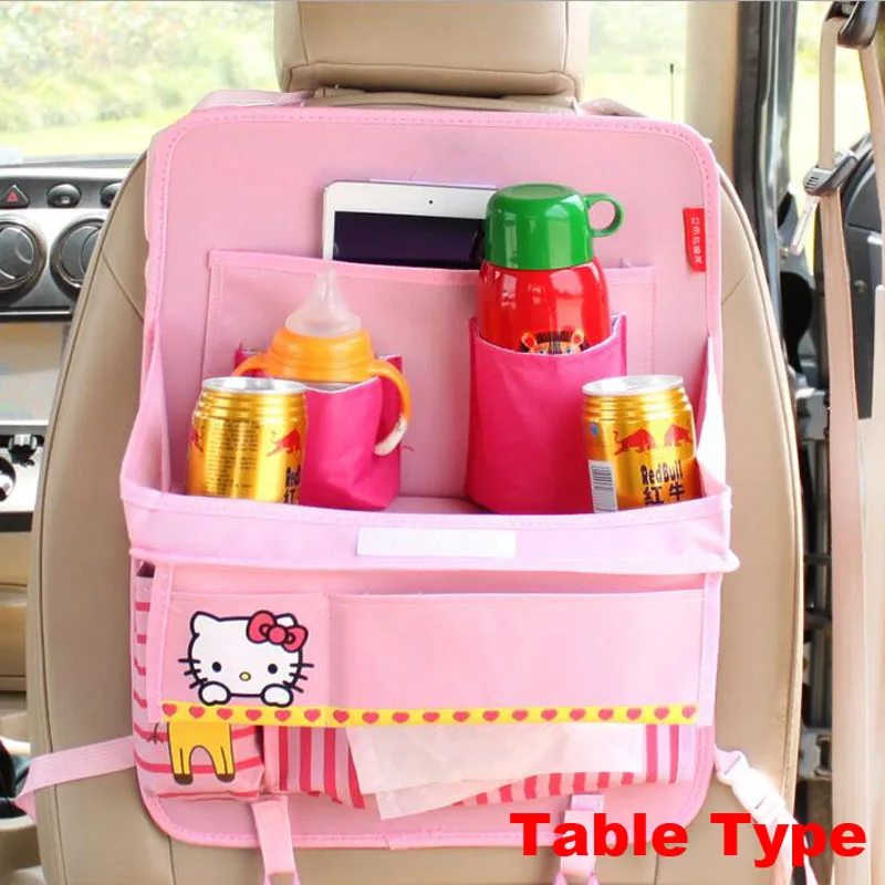 Милый мультяшный Складной автомобильный органайзер для детей, мульти карман, коробка для хранения, сумка, Оксфорд, обеденный стол, автомобильное сиденье, назад, органайзер, сумка - Название цвета: Hello Kitty