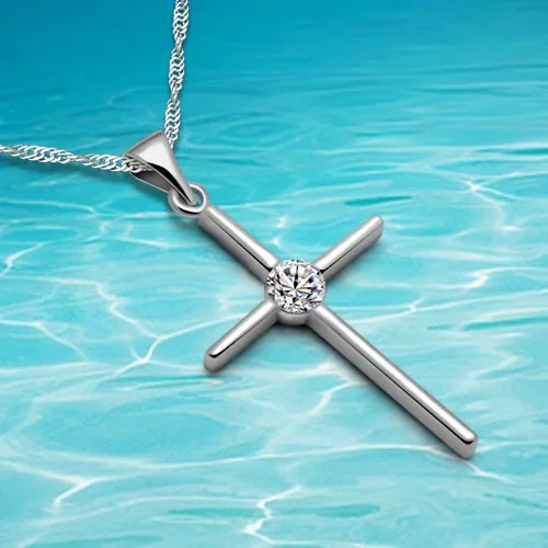 925 pure silver cross necklace female chain silver pendant necklace for women,exquisite fashion