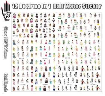 

12 Sheets/Lot Nail SY121-132 Mix Hot Woman Lady Fashion Girl Nail Art Water Sticker Decal For Nail(12 DESIGNS IN 1)