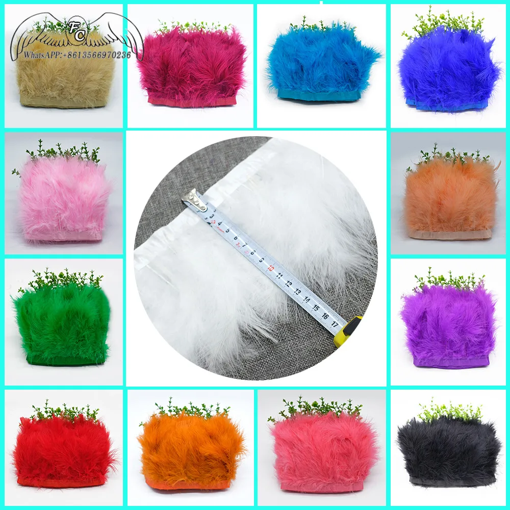 

Wholesale 2-10Yard Natural Fluffy Turkey Feather Trim Fringe 12-17CM Marabou Feather Ribbon Dress/Skirt DIY Decoration Accessory