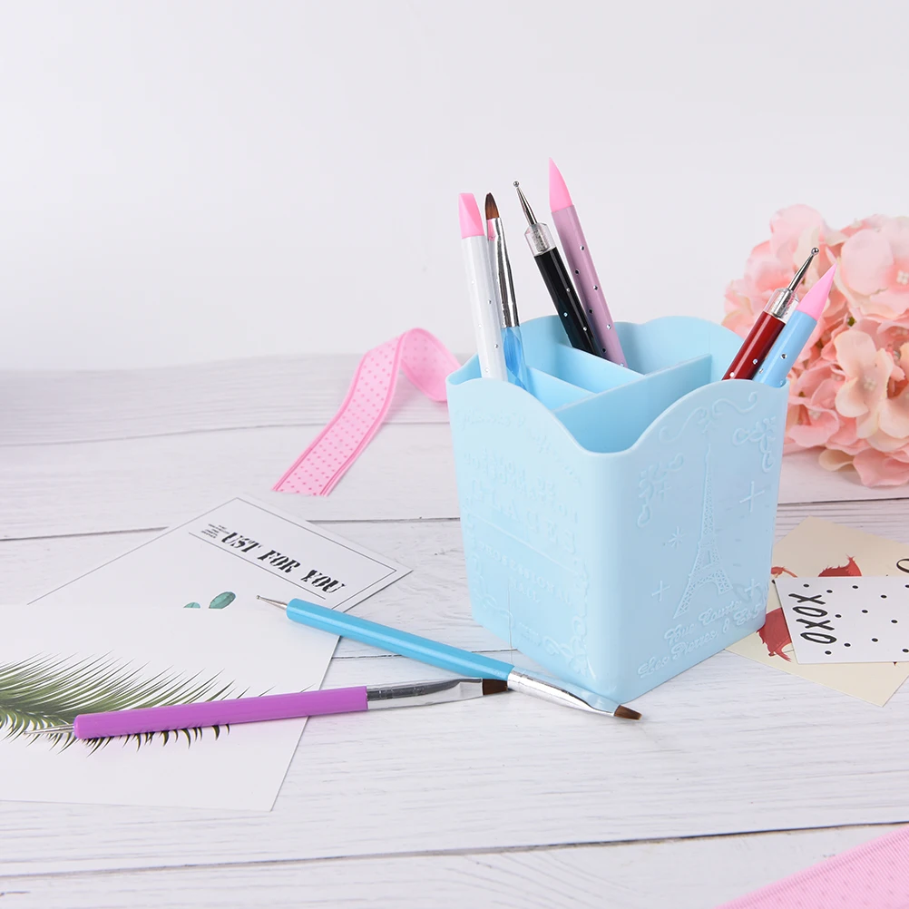 

4 Cells Makeup Brushes Display Shelf Nail Tools Storage Box Organizer Nail Polish Container Dotting Pen Nail Brush Holder