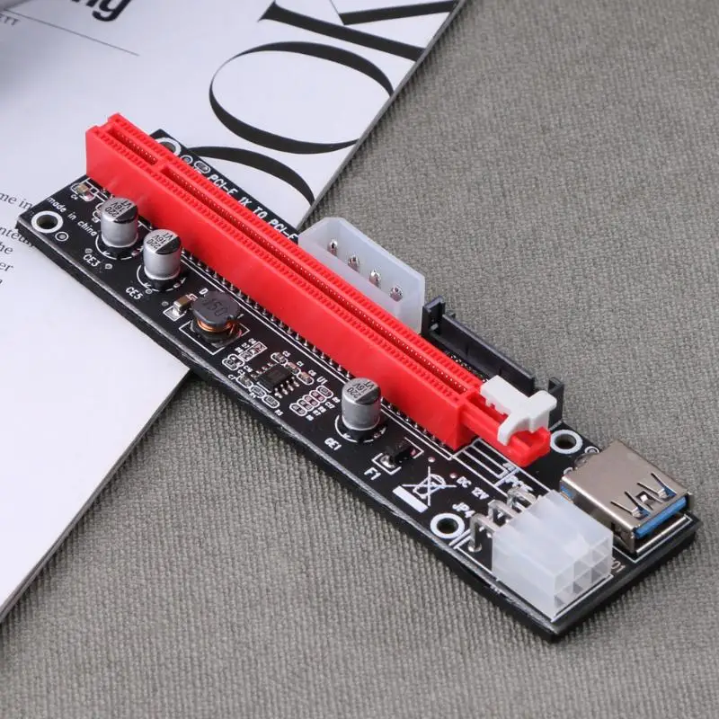 3 in 1 PCI-E Riser Card PCI-E 1X to 16X 4pin 6pin 15pin USB3.0 Mining Extender Card Adapter for Bitcoin Miner 60cm USB 3.0 Cable