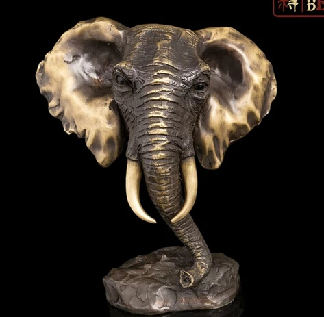 

huij 006633 China Folk Bronze Copper Abstract Sculpture Elephant Head Art Decoration Statue (A0314)