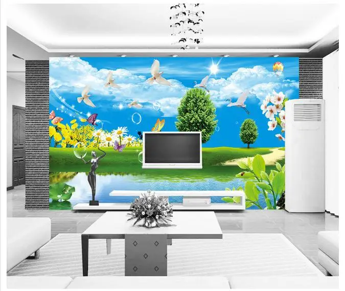 Us 1022 61 Di Scontosu Misura 3d Carta Da Parati 3d Tv Carta Da Parati Murales Moderno Cielo Natura Paesaggio Verde Esterno Grafico Scena Parete
