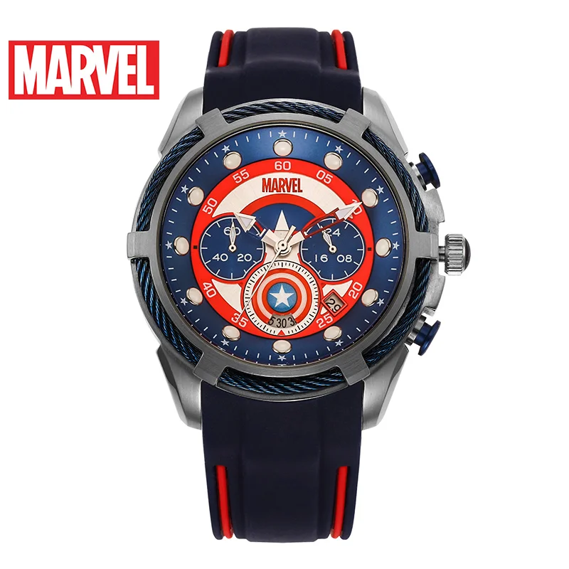 Disney Marvel часы Мужские кварцевые новый силиконовый ремень повседневные Календарь