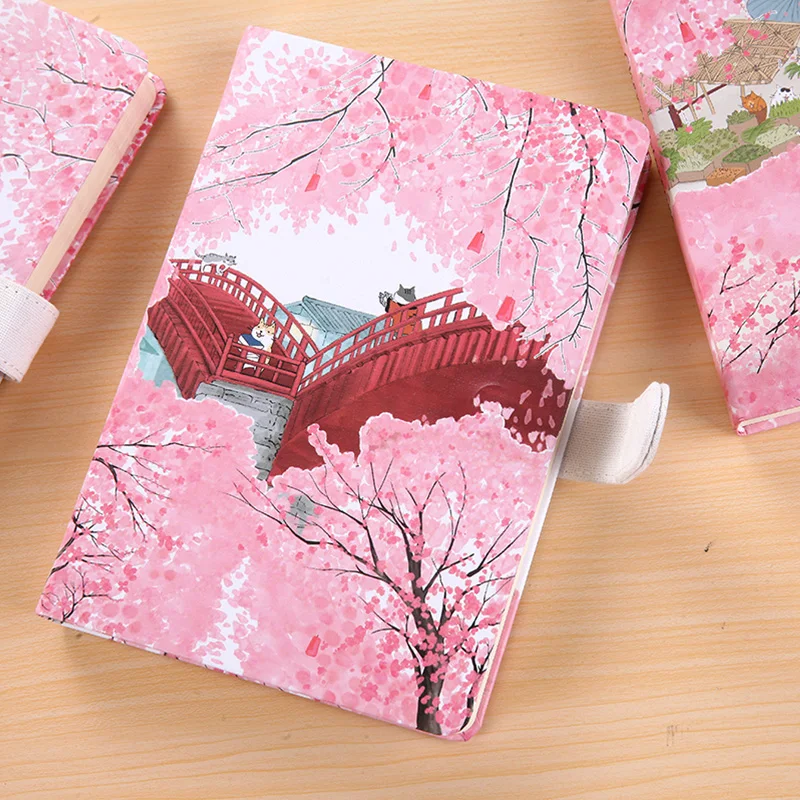 Блокнот Sakura, весенний пейзаж, милый дневник, Joural, кавайный блокнот, канцелярские принадлежности, блокнот, розовый стиль для девочек, школьные принадлежности, подарок