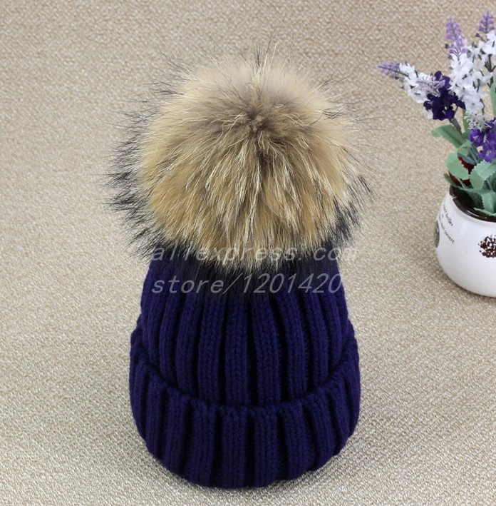 puffs fox fur ball wool cotton hats 