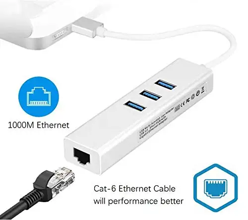 2-в-1 USB-C Gigabit Ethernet адаптер с 3 Порты и разъёмы USB3.0 концентратор Heavy Duty Unibody Алюминий USB сетевой адаптер для MacBook Pro